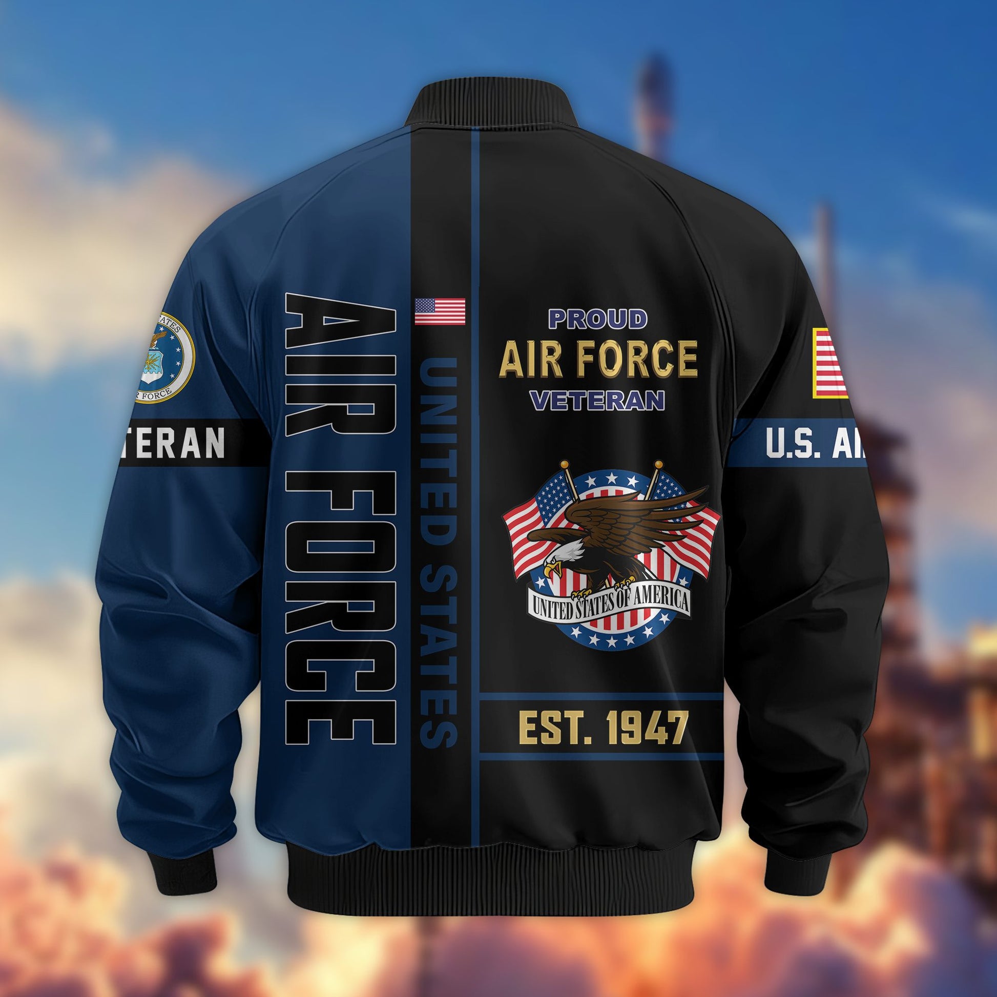Premium US Veterans Bomber Jacket BPHN250912, Gifts For US Veterans, Gifts On Father's Day, Veterans Day.