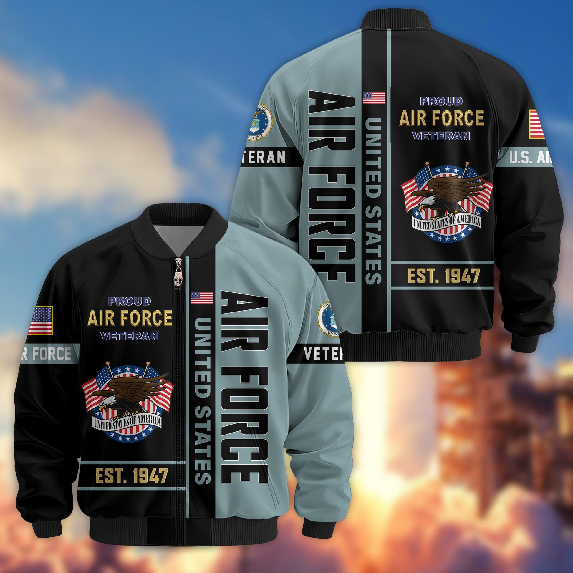 Premium US Veterans Bomber Jacket BPHN250912, Gifts For US Veterans, Gifts On Father's Day, Veterans Day.