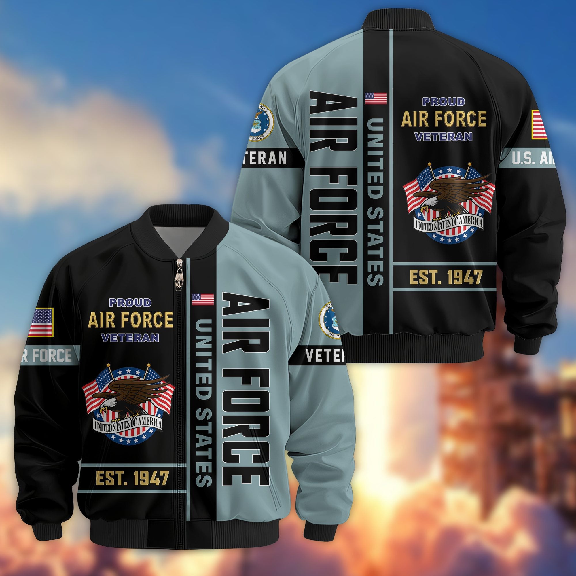 Premium US Veterans Bomber Jacket BPHN250912, Gifts For US Veterans, Gifts On Father's Day, Veterans Day.