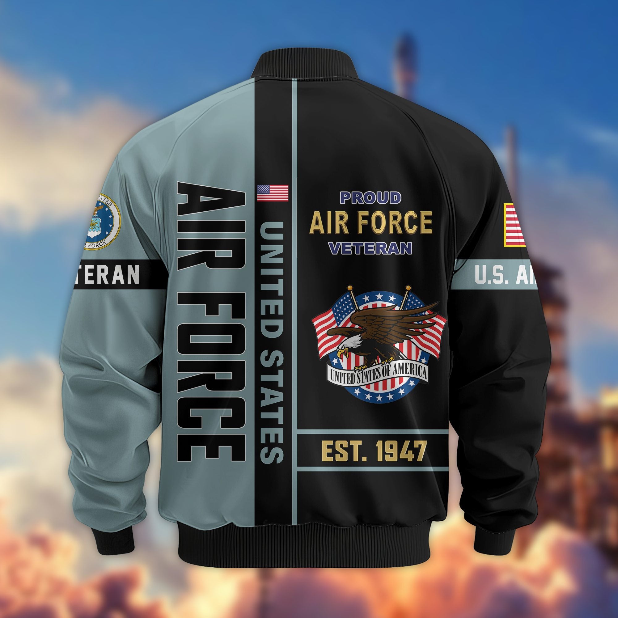 Premium US Veterans Bomber Jacket BPHN250912, Gifts For US Veterans, Gifts On Father's Day, Veterans Day.