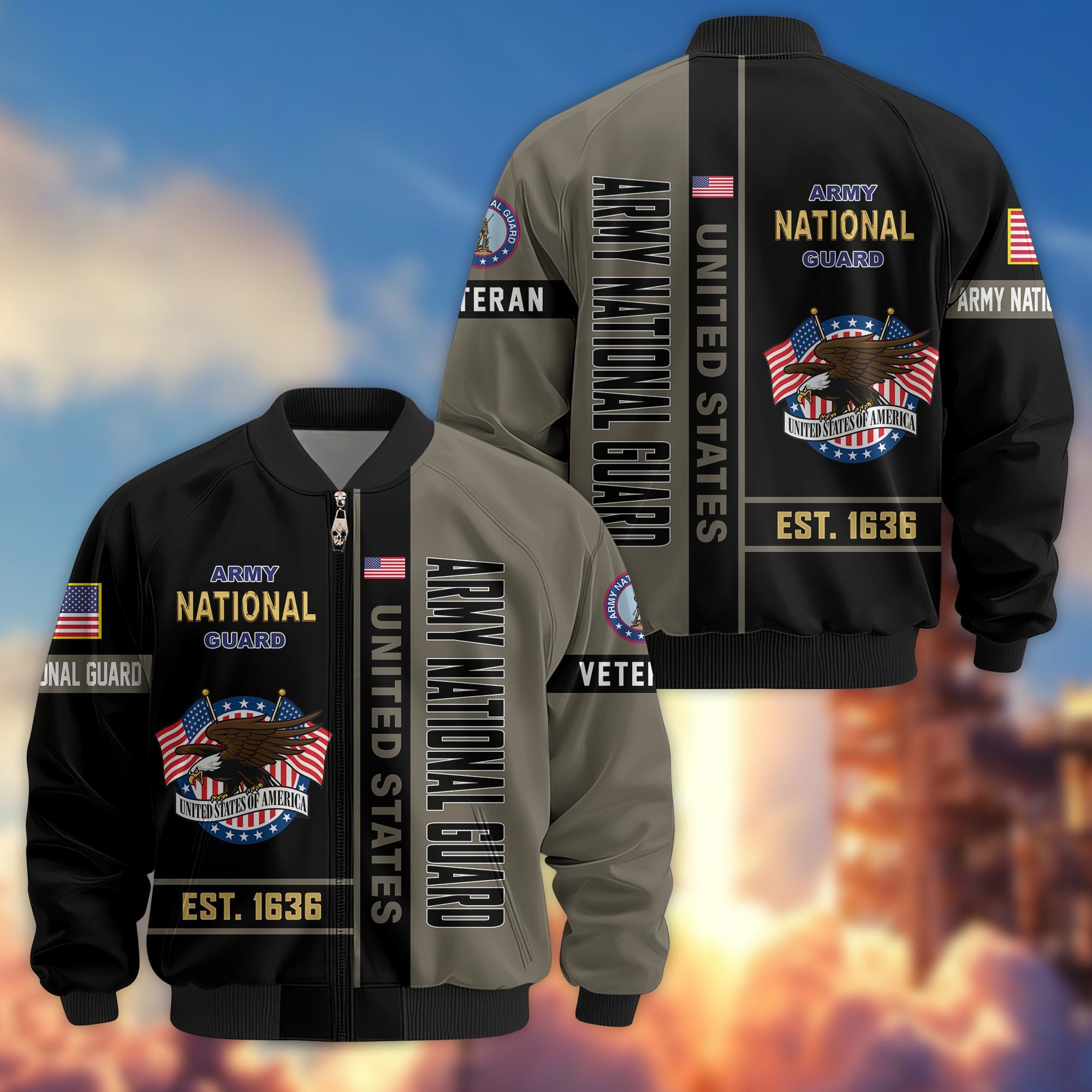 Premium US Veterans Bomber Jacket BPHN250912, Gifts For US Veterans, Gifts On Father's Day, Veterans Day.
