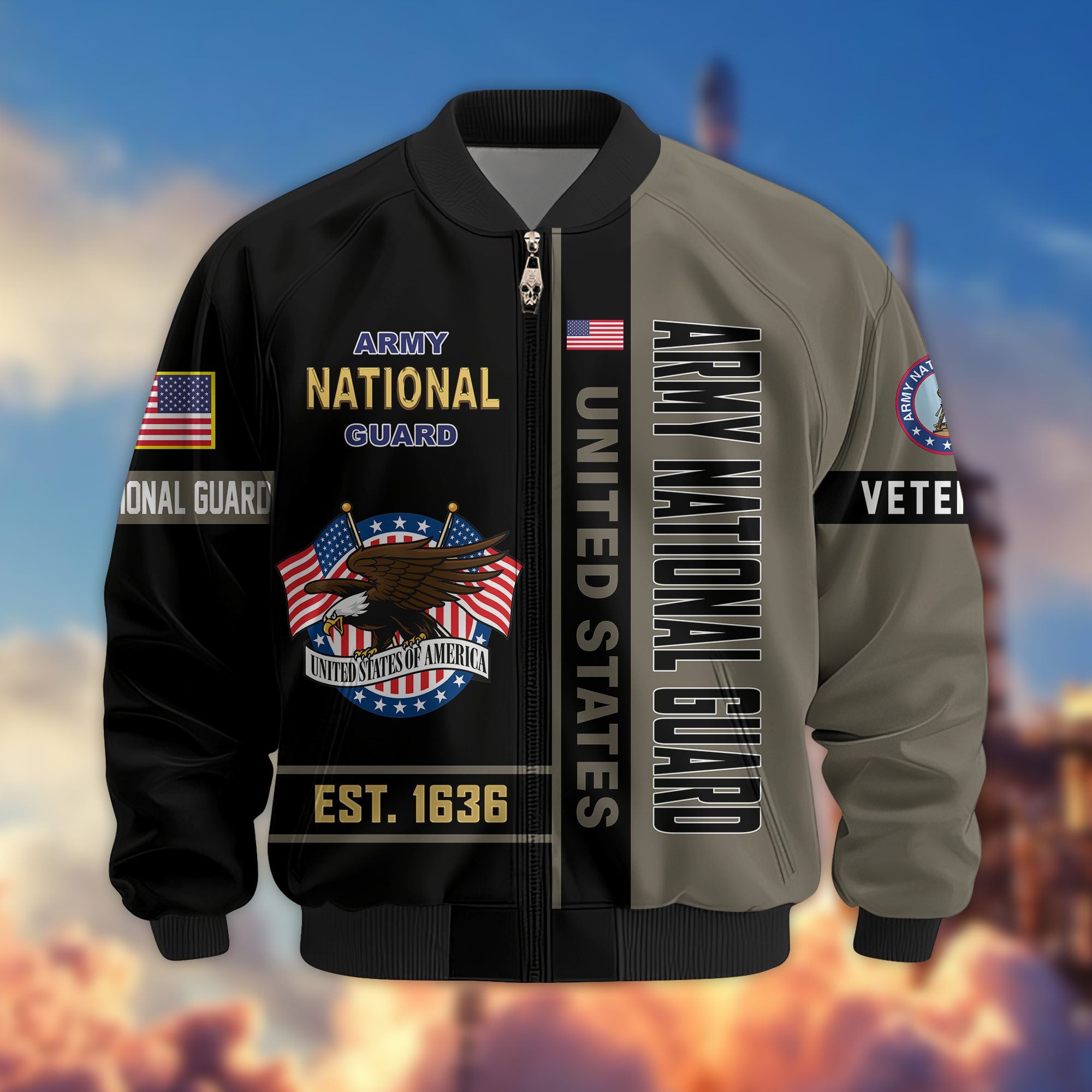 Premium US Veterans Bomber Jacket BPHN250912, Gifts For US Veterans, Gifts On Father's Day, Veterans Day.