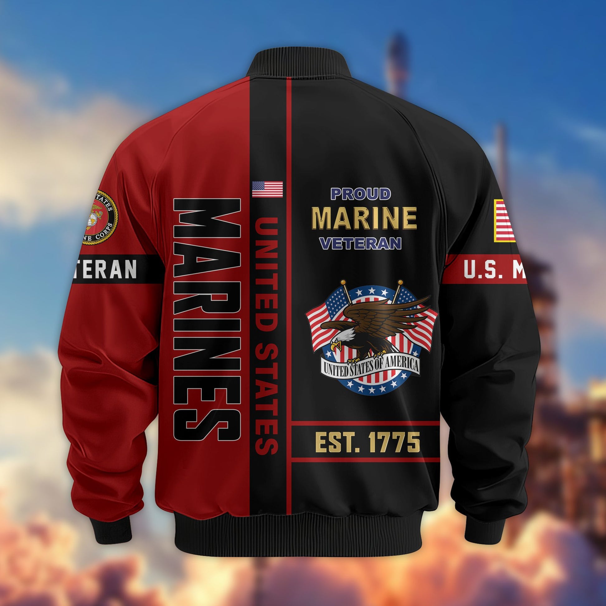 Premium US Veterans Bomber Jacket BPHN250912, Gifts For US Veterans, Gifts On Father's Day, Veterans Day.