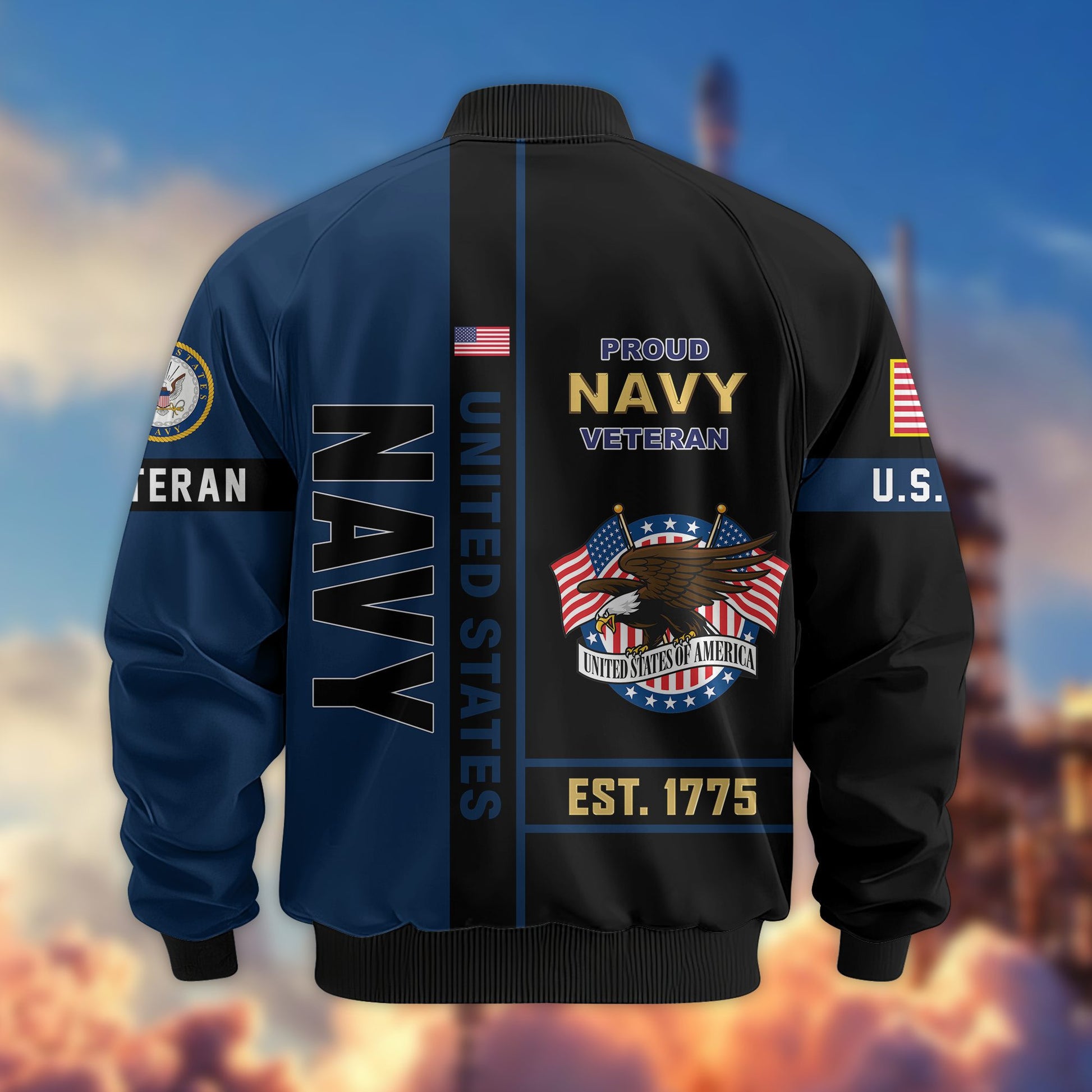 Premium US Veterans Bomber Jacket BPHN250912, Gifts For US Veterans, Gifts On Father's Day, Veterans Day.