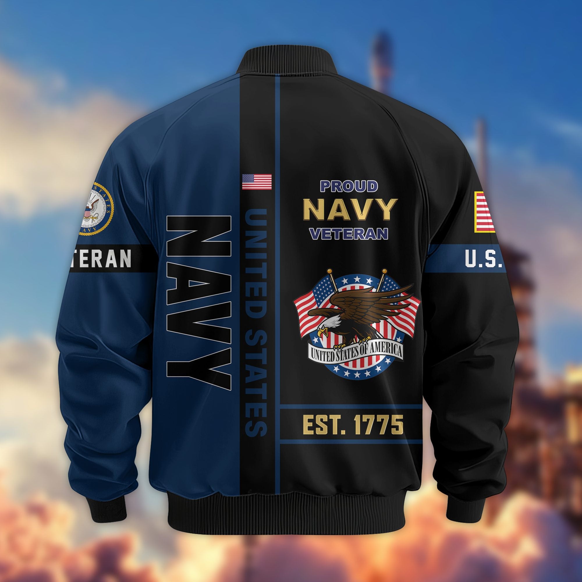 Premium US Veterans Bomber Jacket BPHN250912, Gifts For US Veterans, Gifts On Father's Day, Veterans Day.
