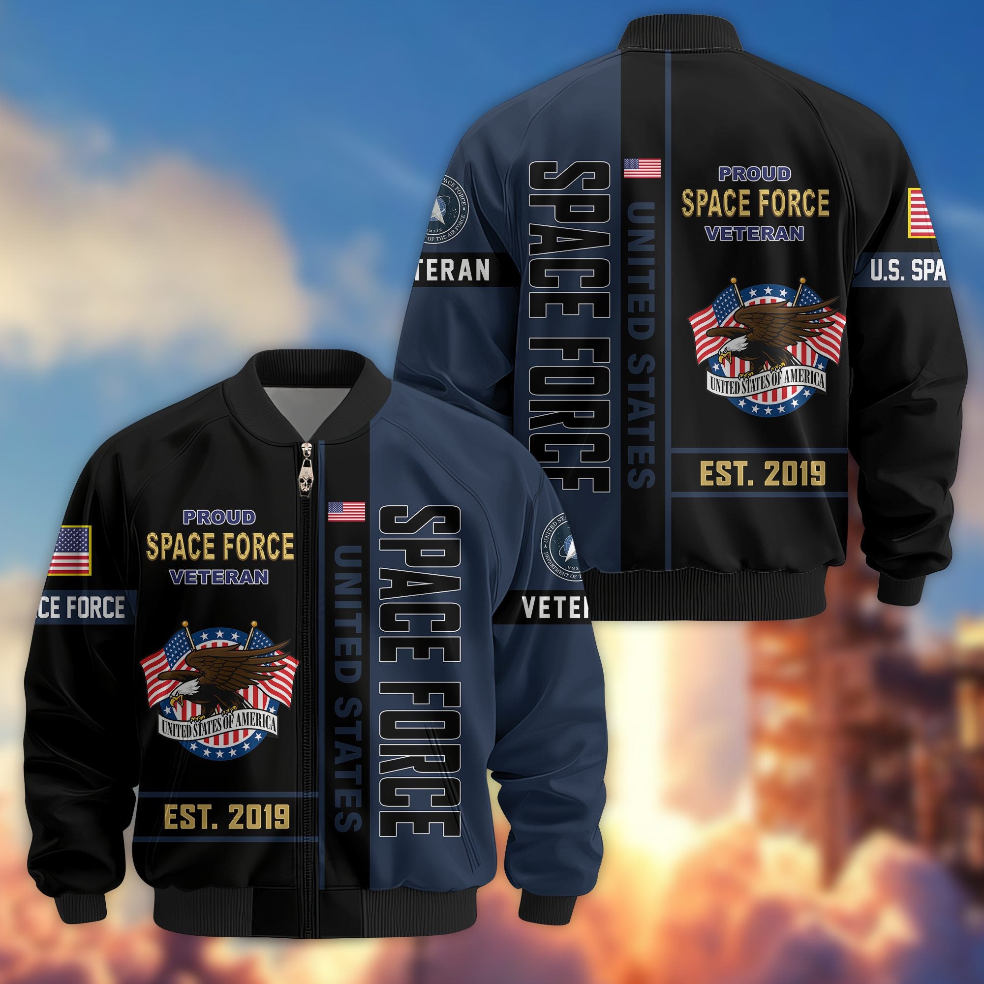 Premium US Veterans Bomber Jacket BPHN250912, Gifts For US Veterans, Gifts On Father's Day, Veterans Day.