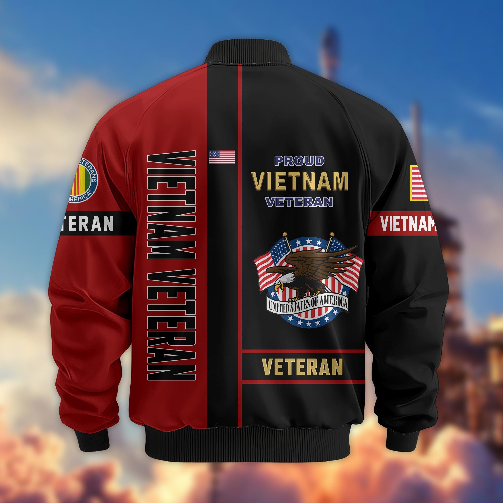 Premium US Veterans Bomber Jacket BPHN250912, Gifts For US Veterans, Gifts On Father's Day, Veterans Day.
