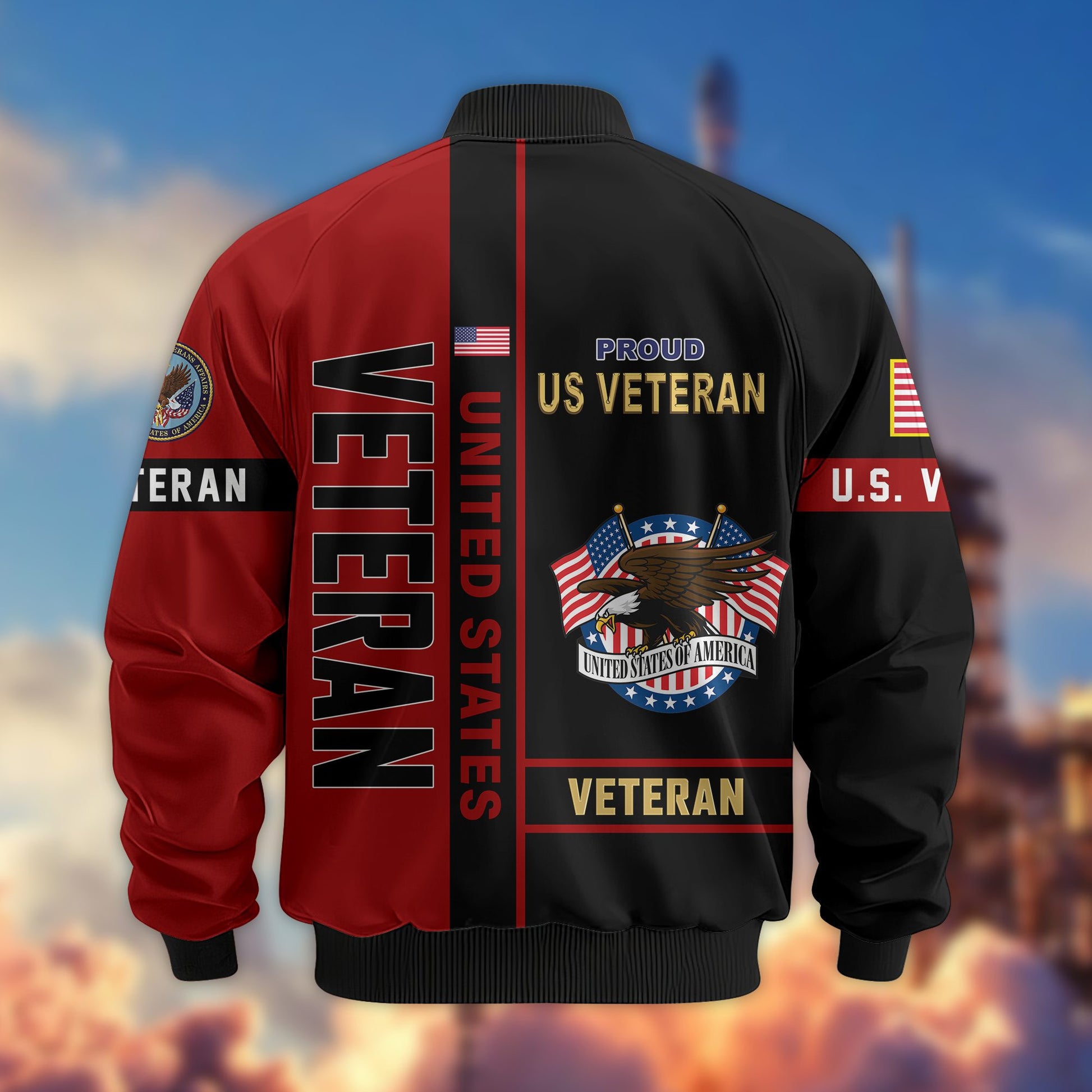 Premium US Veterans Bomber Jacket BPHN250912, Gifts For US Veterans, Gifts On Father's Day, Veterans Day.