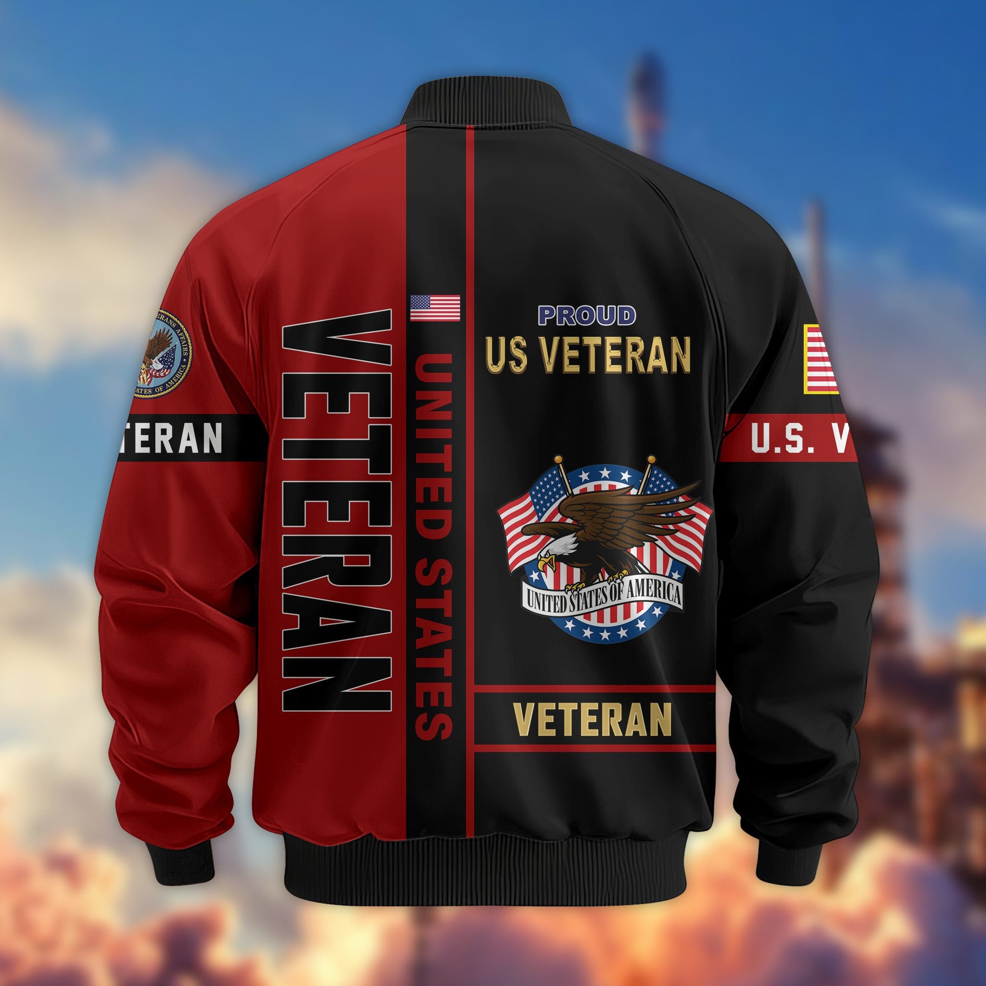 Premium US Veterans Bomber Jacket BPHN250912, Gifts For US Veterans, Gifts On Father's Day, Veterans Day.