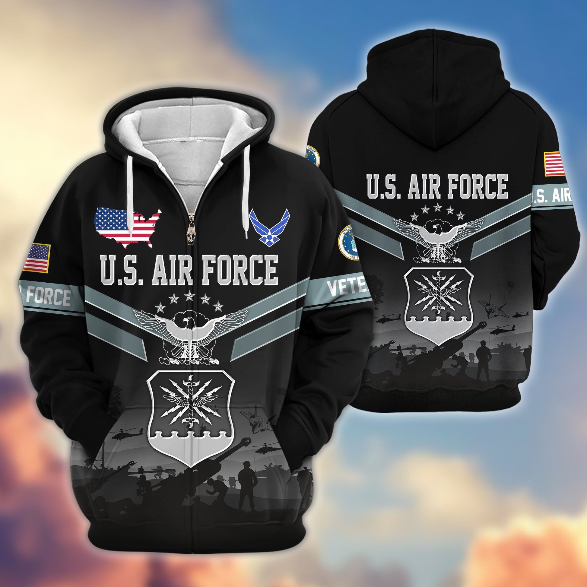 Premium US Veterans Zip Hoodie BPHN290911, Gifts For US Veterans, Gifts On Father's Day, Veterans Day.