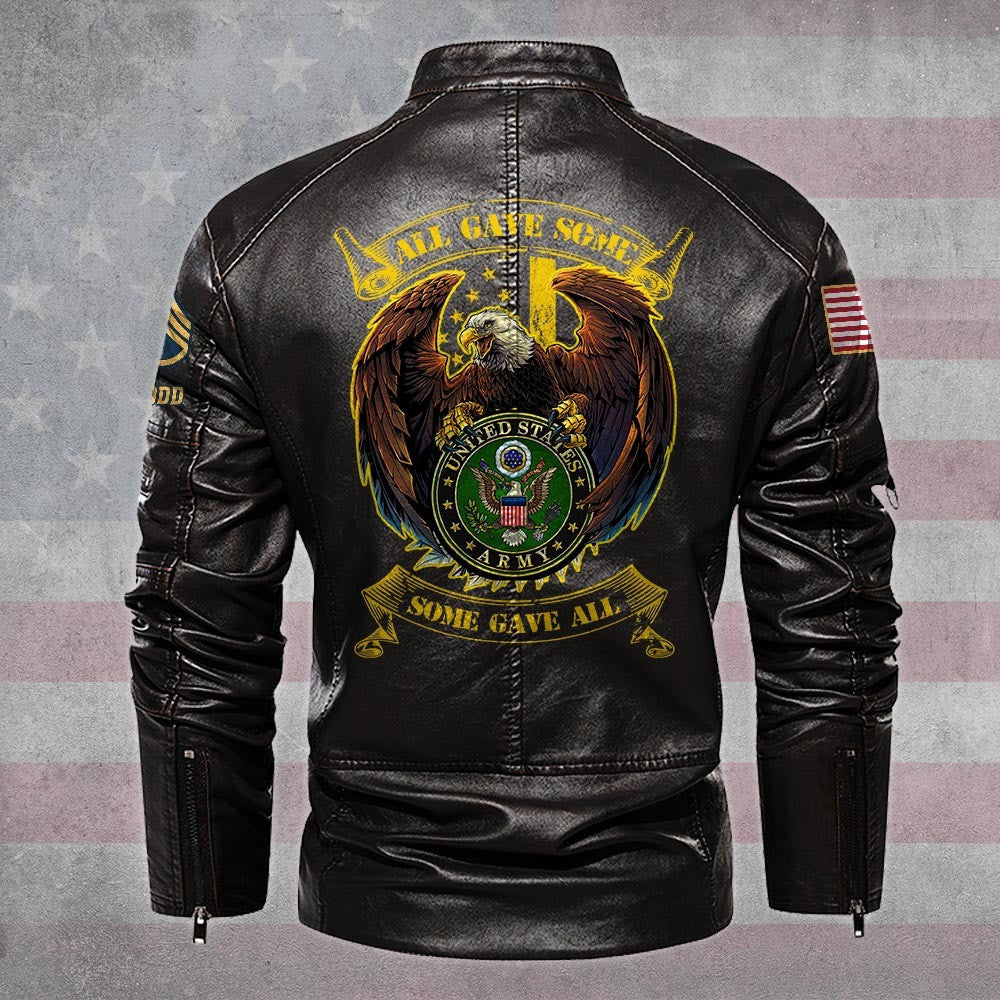 Premium US Army Veteran Leather Jacket VPVC702307, Gifts For Army Veteran, Gifts On Father's Day, Veterans Day.