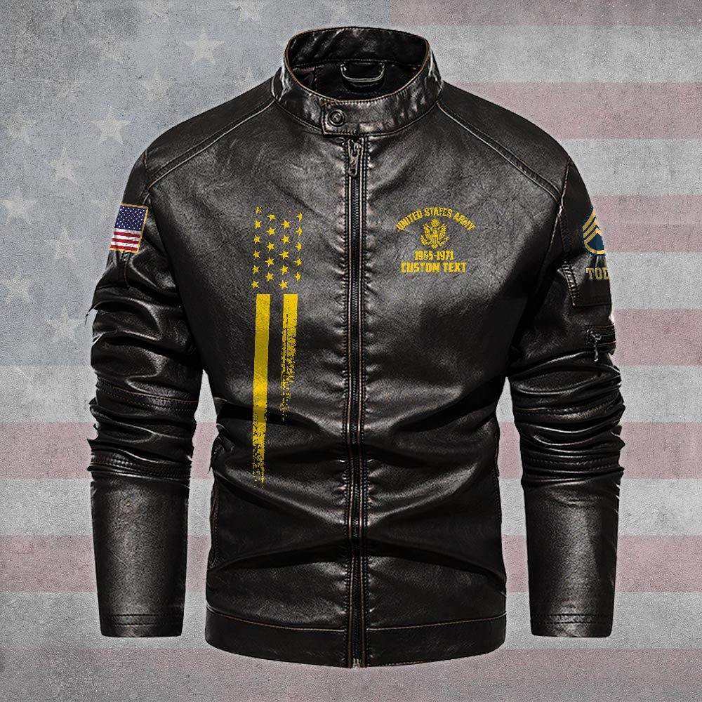 Premium US Army Veteran Leather Jacket VPVC702307, Gifts For Army Veteran, Gifts On Father's Day, Veterans Day.