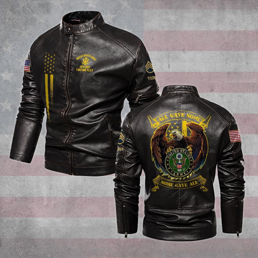 Premium US Army Veteran Leather Jacket VPVC702307, Gifts For Army Veteran, Gifts On Father's Day, Veterans Day.