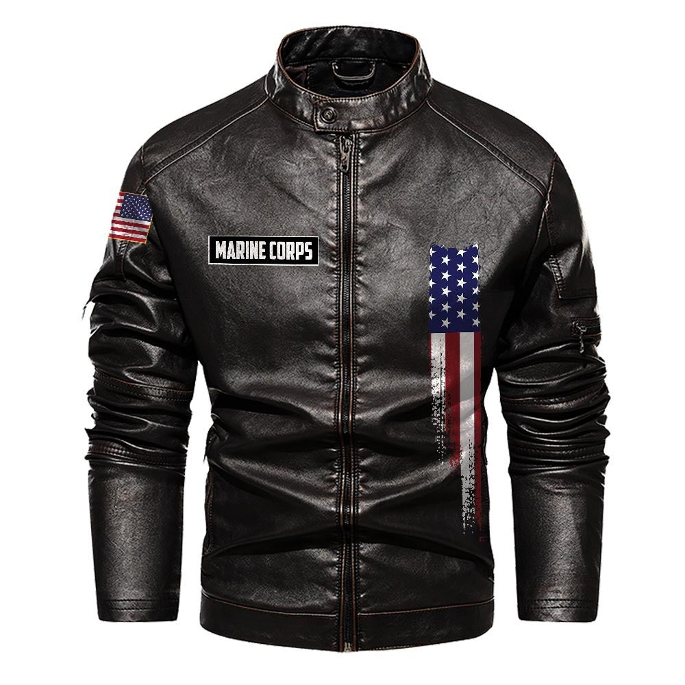 Premium USMC Veteran Leather Jacket VPVC702312, Gifts For Marine Veteran, Gifts On Father's Day, Veterans Day.