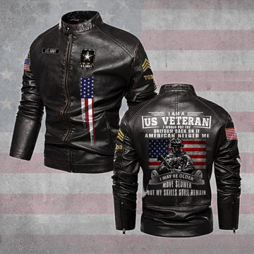 Premium Custom US Army Veteran Leather Jacket VPVC702313, Gifts For Army Veteran, Gifts On Father's Day, Veterans Day.