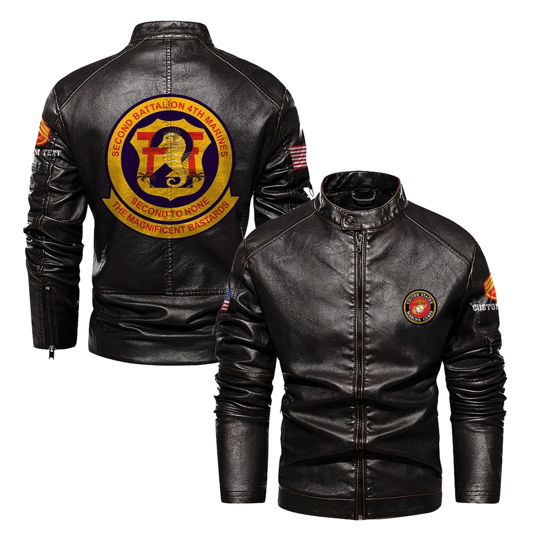 Premium Custom Unit USMC Veteran Leather Jacket VPVC702314, Gifts For Marine Veteran, Gifts On Father's Day, Veterans Day.