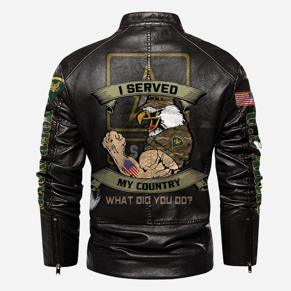 Premium Custom US Army Veteran Leather Jacket VPVC702315, Gifts For Army Veteran, Gifts On Father's Day, Veterans Day.