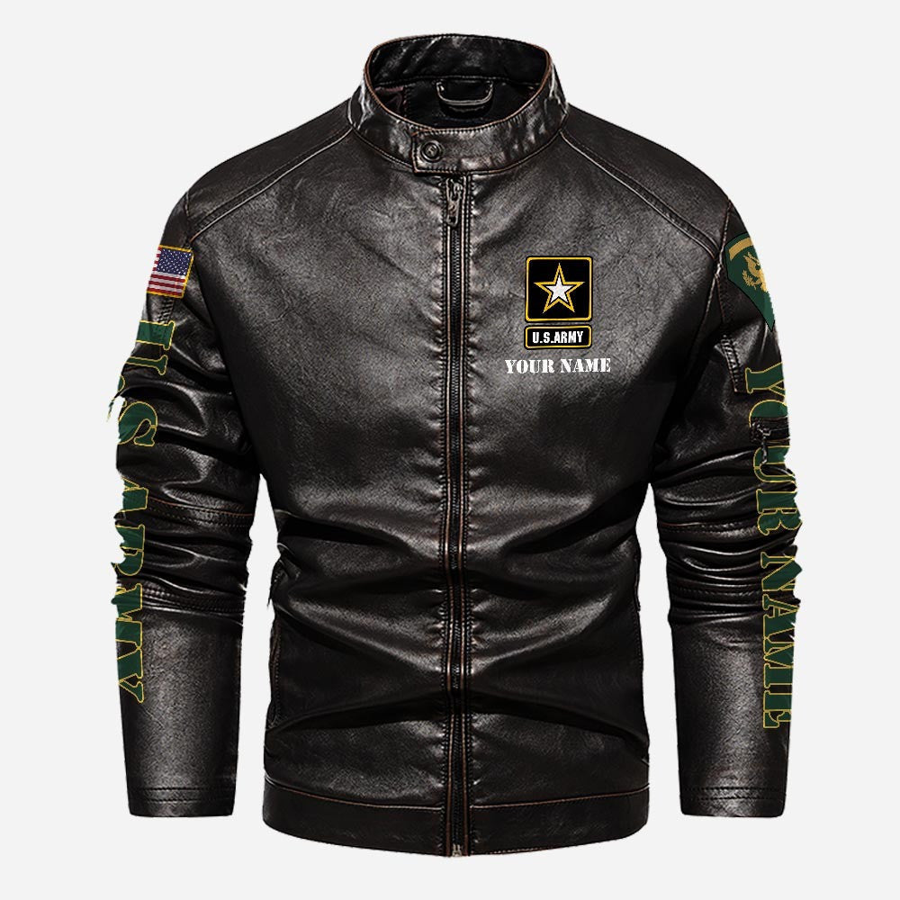 Premium Custom US Army Veteran Leather Jacket VPVC702315, Gifts For Army Veteran, Gifts On Father's Day, Veterans Day.