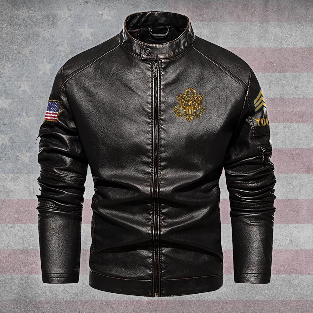 Premium Custom US Army Veteran Leather Jacket VPVC702318, Gifts For Army Veteran, Gifts On Father's Day, Veterans Day.