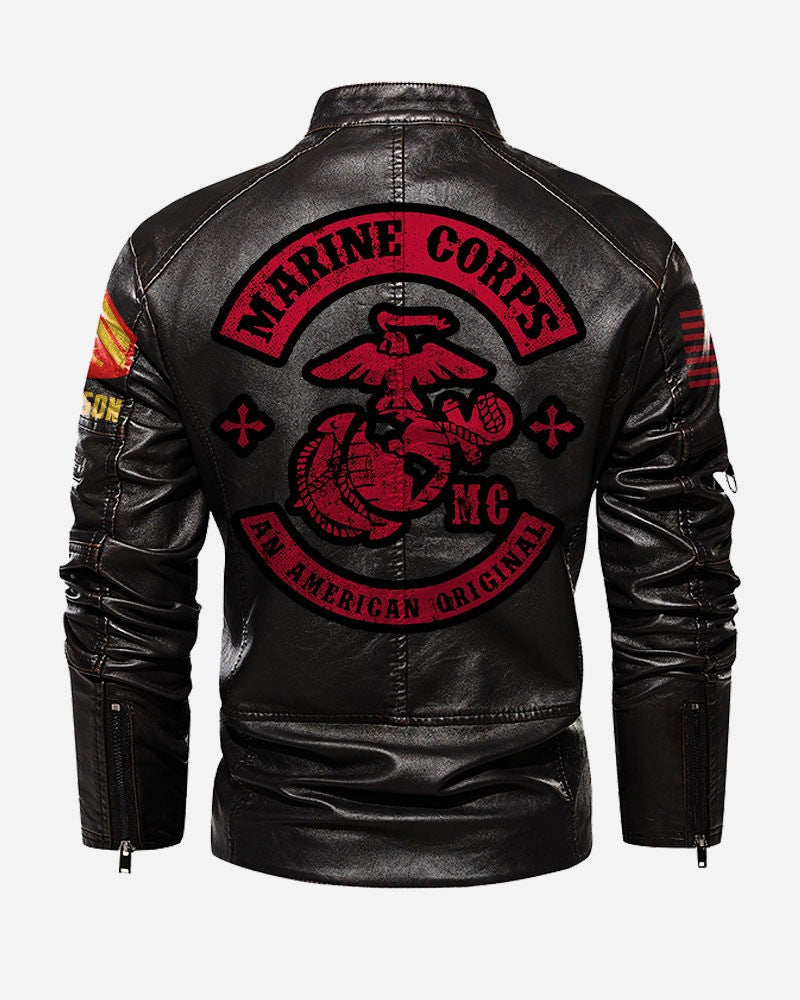 Premium Custom USMC Veteran Leather Jacket VPVC702319, Gifts For Marine Veteran, Gifts On Father's Day, Veterans Day.