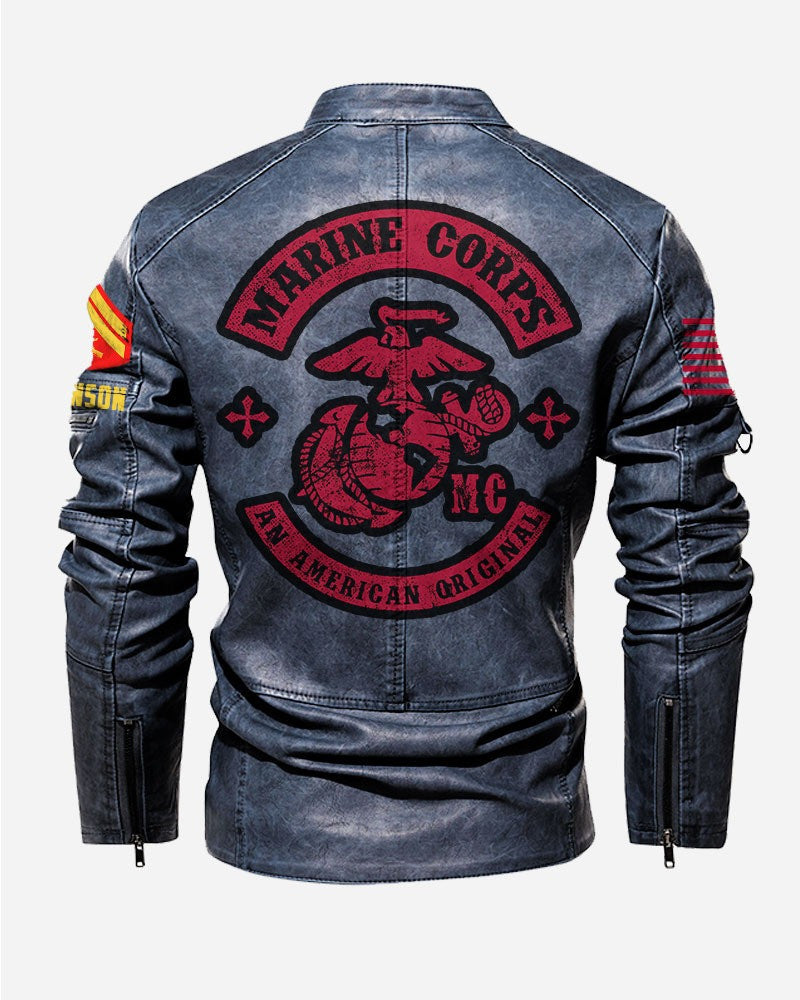 Premium Custom USMC Veteran Leather Jacket VPVC702321, Gifts For Marine Veteran, Gifts On Father's Day, Veterans Day.
