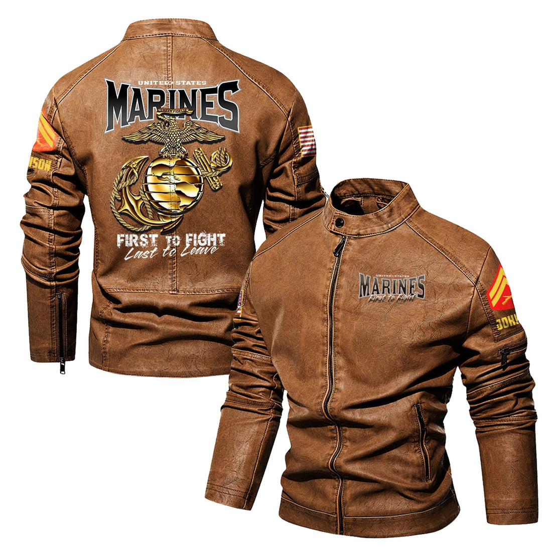 Premium Custom USMC Veteran Leather Jacket VPVC702323, Gifts For Marine Veteran, Gifts On Father's Day, Veterans Day.