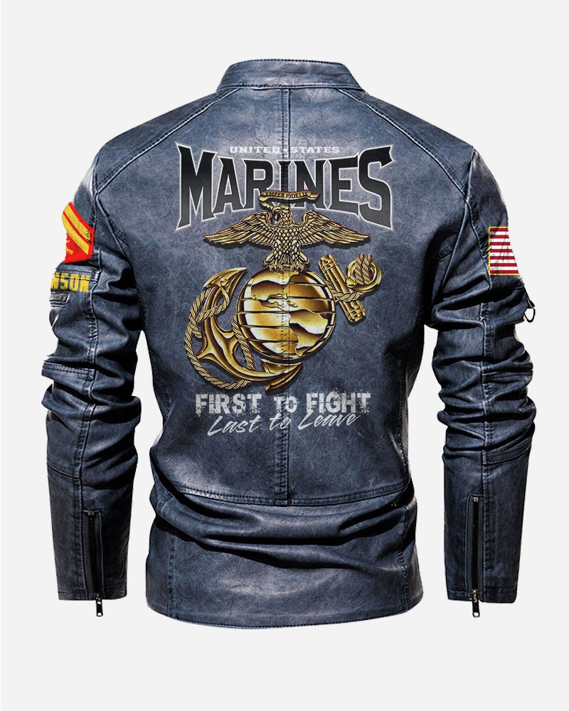 Premium Custom USMC Veteran Leather Jacket VPVC702324, Gifts For Marine Veteran, Gifts On Father's Day, Veterans Day.