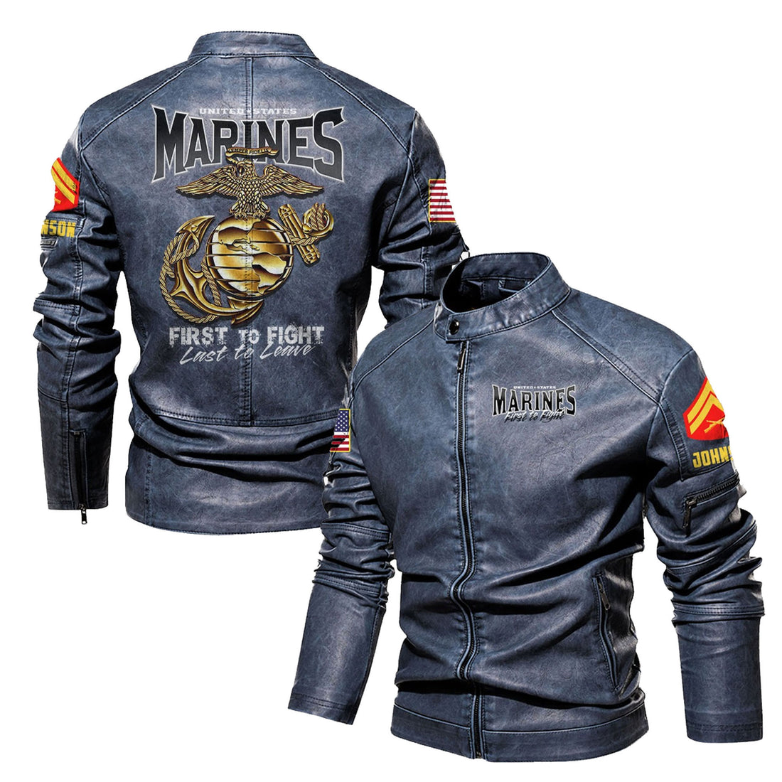 Premium Custom USMC Veteran Leather Jacket VPVC702324, Gifts For Marine Veteran, Gifts On Father's Day, Veterans Day.