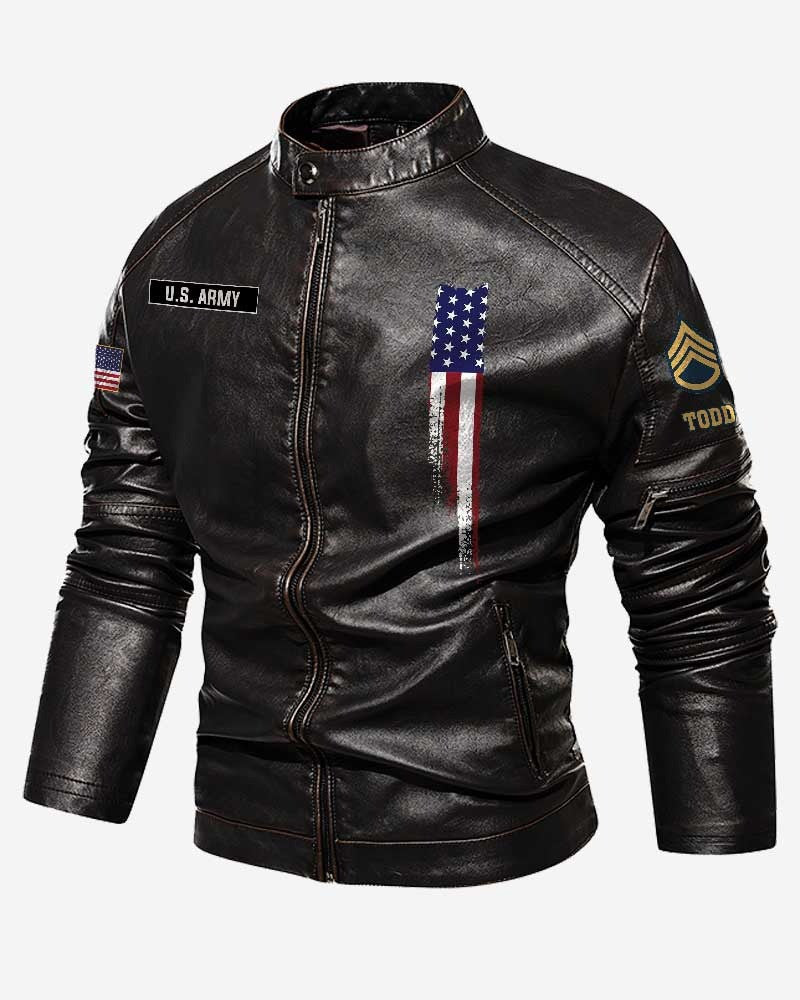 Premium Custom US Army Veteran Leather Jacket VPVC702328, Gifts For Army Veteran, Gifts On Father's Day, Veterans Day.