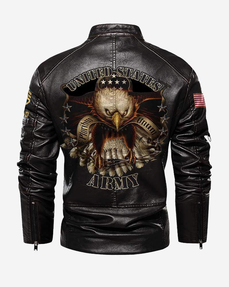 Premium Custom US Army Veteran Leather Jacket VPVC702328, Gifts For Army Veteran, Gifts On Father's Day, Veterans Day.