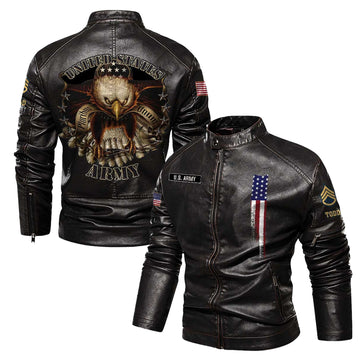 Premium Custom US Army Veteran Leather Jacket VPVC702328, Gifts For Army Veteran, Gifts On Father's Day, Veterans Day.