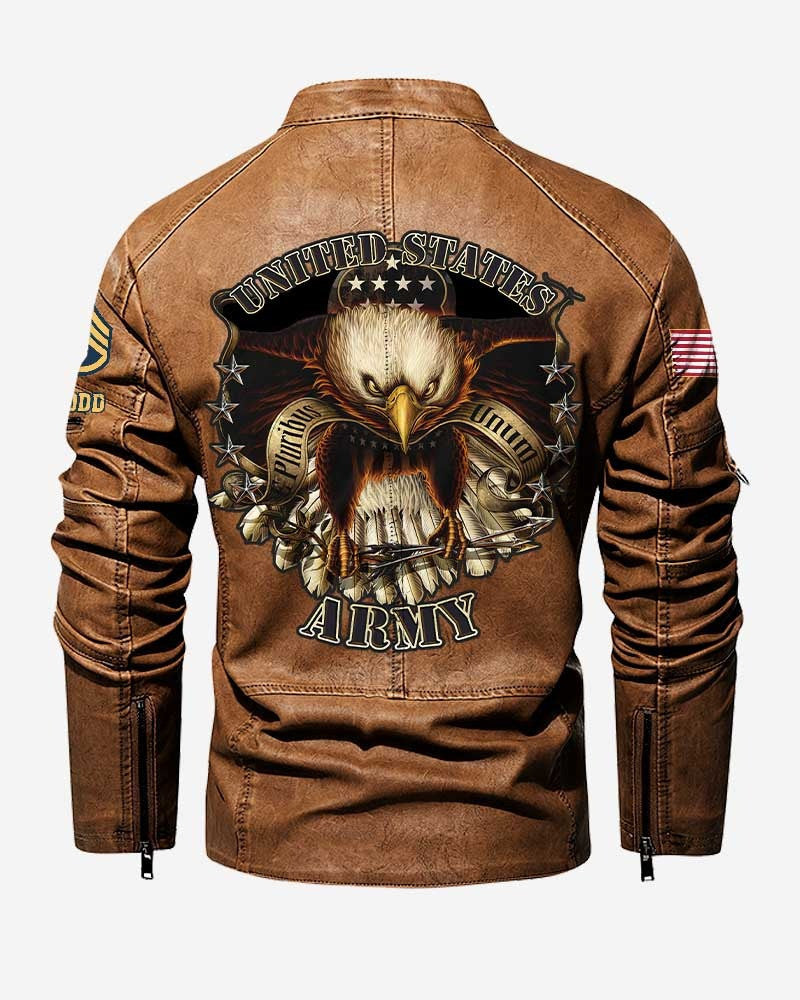 Premium Custom US Army Veteran Leather Jacket VPVC702329, Gifts For Army Veteran, Gifts On Father's Day, Veterans Day.