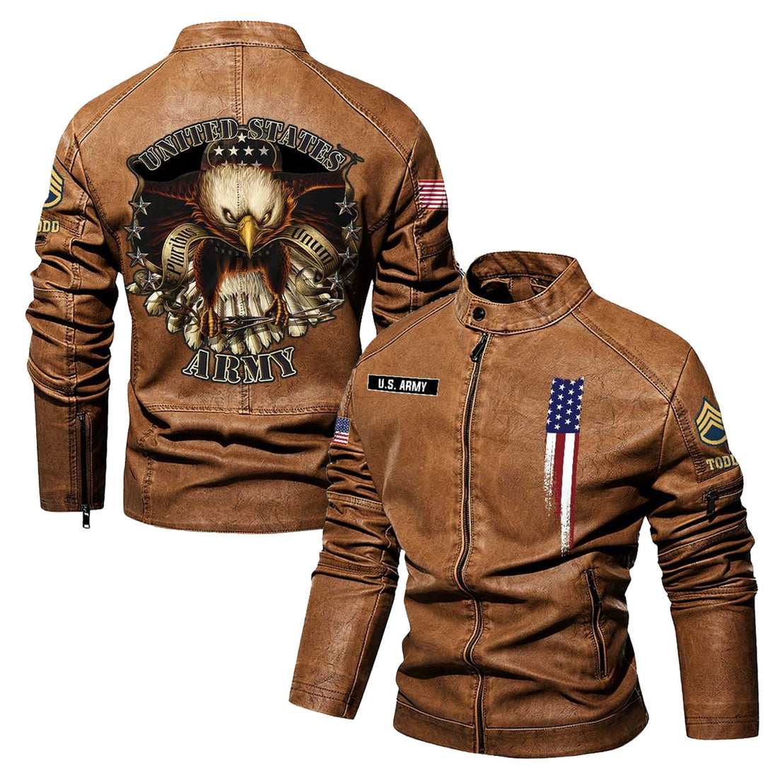Premium Custom US Army Veteran Leather Jacket VPVC702329, Gifts For Army Veteran, Gifts On Father's Day, Veterans Day.