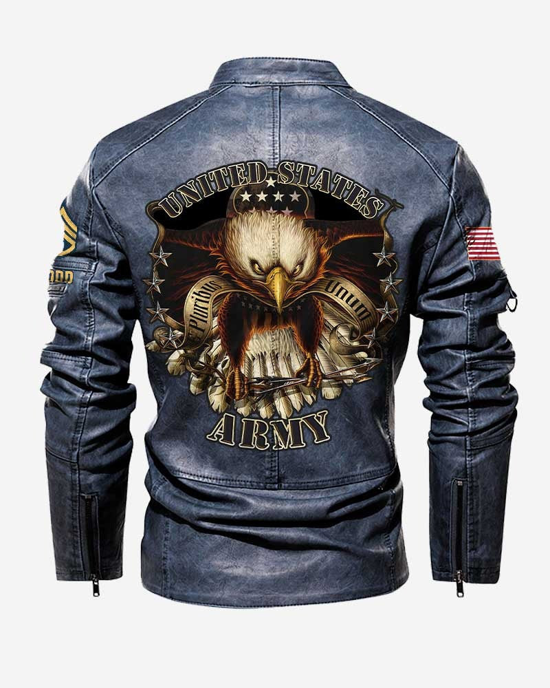 Premium Custom US Army Veteran Leather Jacket VPVC702330, Gifts For Army Veteran, Gifts On Father's Day, Veterans Day.