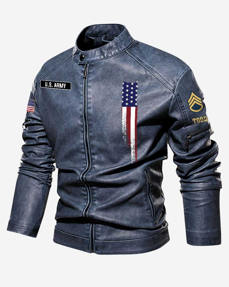 Premium Custom US Army Veteran Leather Jacket VPVC702330, Gifts For Army Veteran, Gifts On Father's Day, Veterans Day.