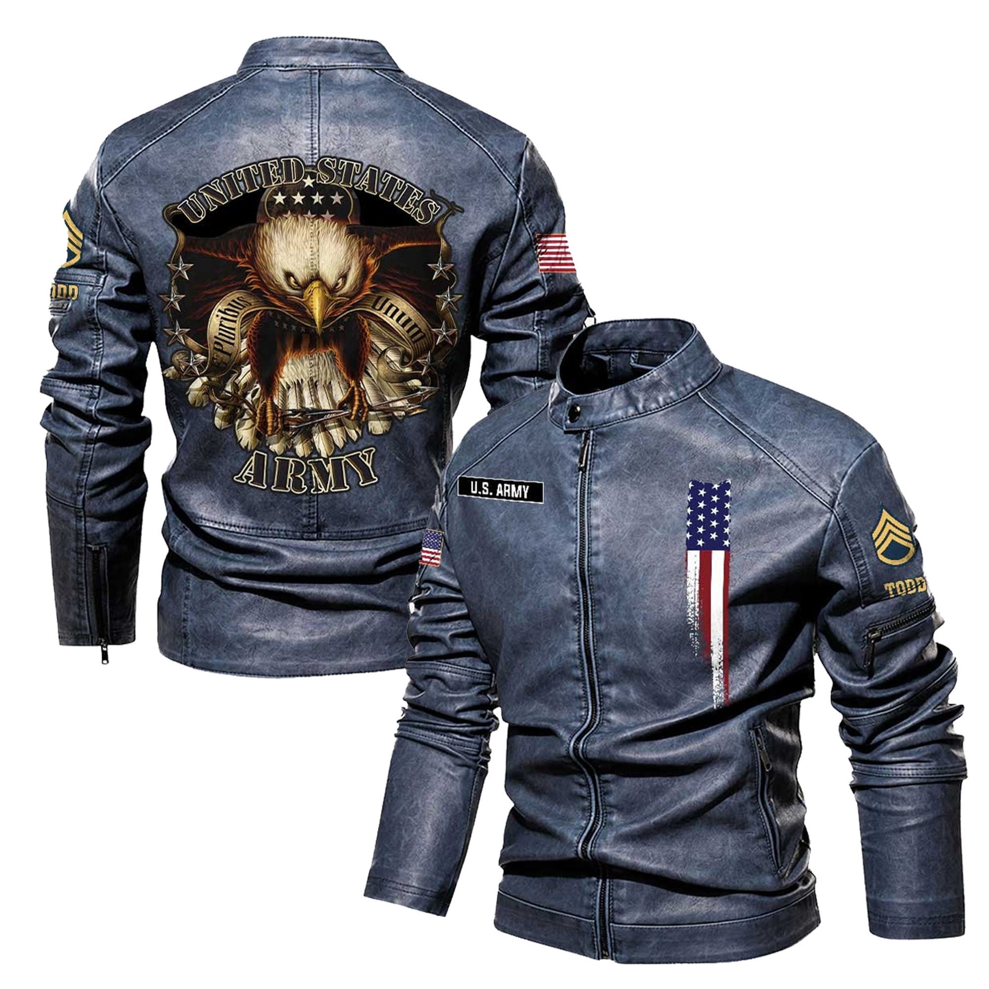 Premium Custom US Army Veteran Leather Jacket VPVC702330, Gifts For Army Veteran, Gifts On Father's Day, Veterans Day.
