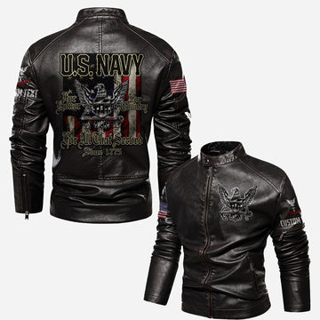 Premium Custom US Navy Veteran Leather Jacket VPVC702331, Gifts For Navy Veteran, Gifts On Father's Day, Veterans Day.
