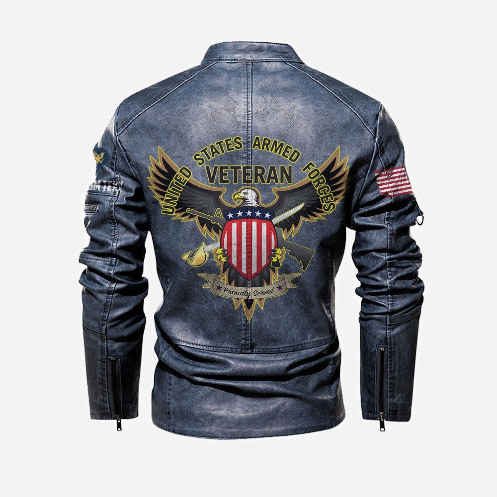 Premium Custom US Veteran Leather Jacket VPVC702336, Gifts For US Veteran, Gifts On Father's Day, Veterans Day.