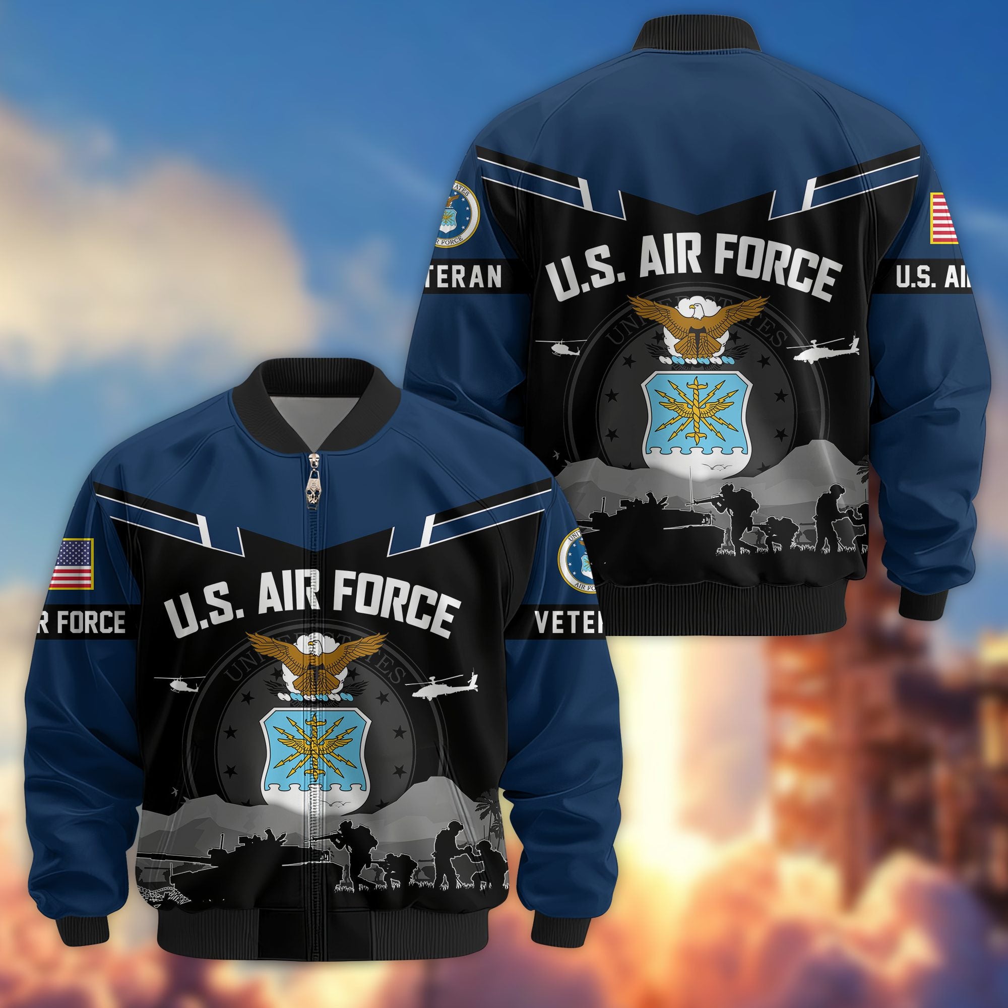 Premium US Veterans Bomber Jacket BPHN260911, Gifts For US Veterans, Gifts On Father's Day, Veterans Day.