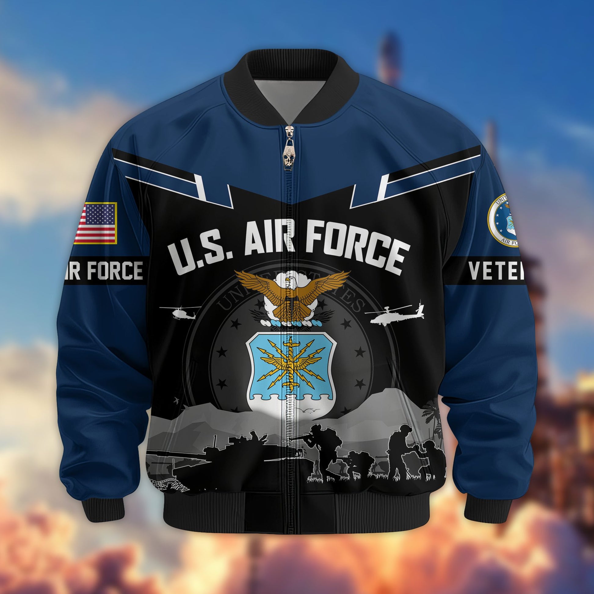 Premium US Veterans Bomber Jacket BPHN260911, Gifts For US Veterans, Gifts On Father's Day, Veterans Day.