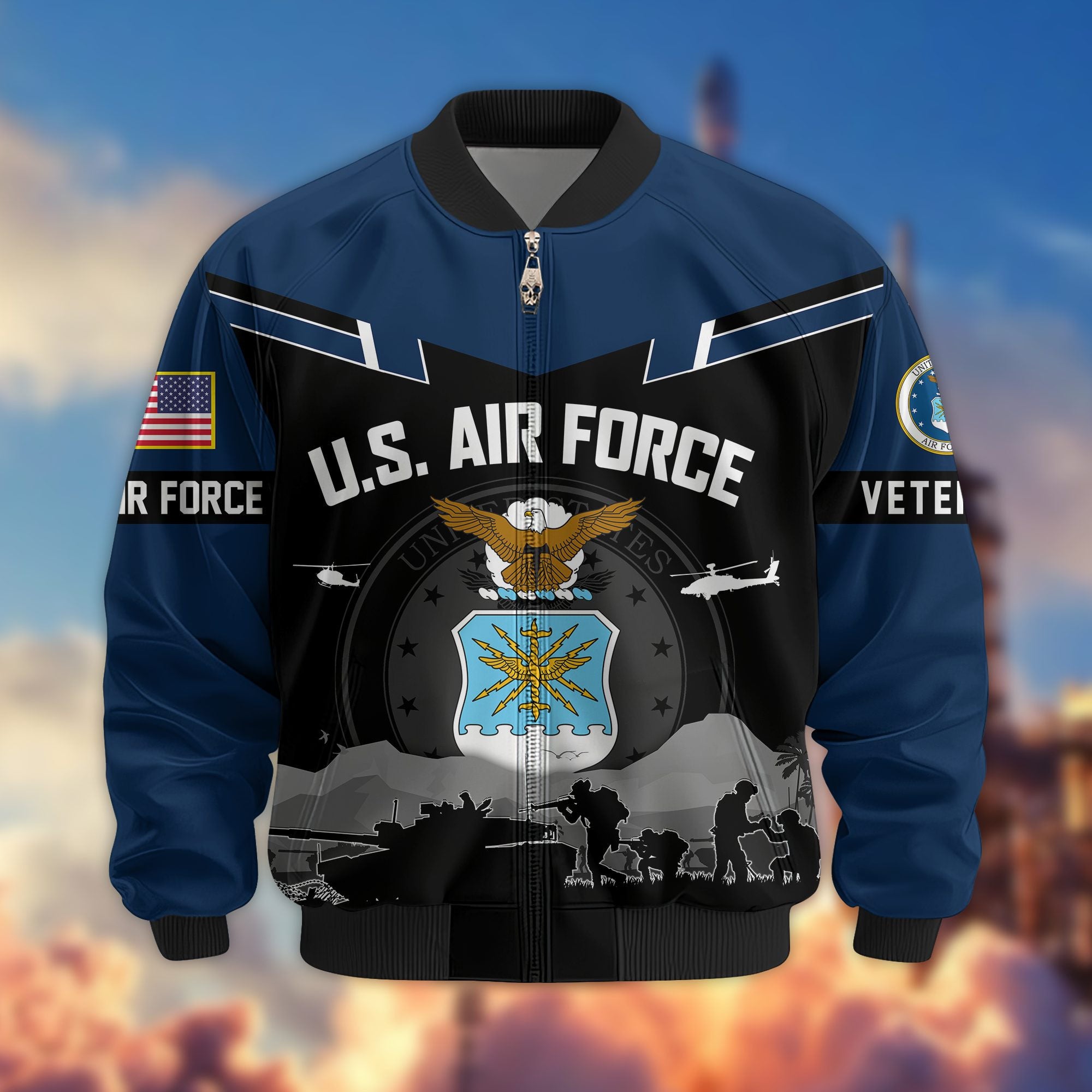 Premium US Veterans Bomber Jacket BPHN260911, Gifts For US Veterans, Gifts On Father's Day, Veterans Day.