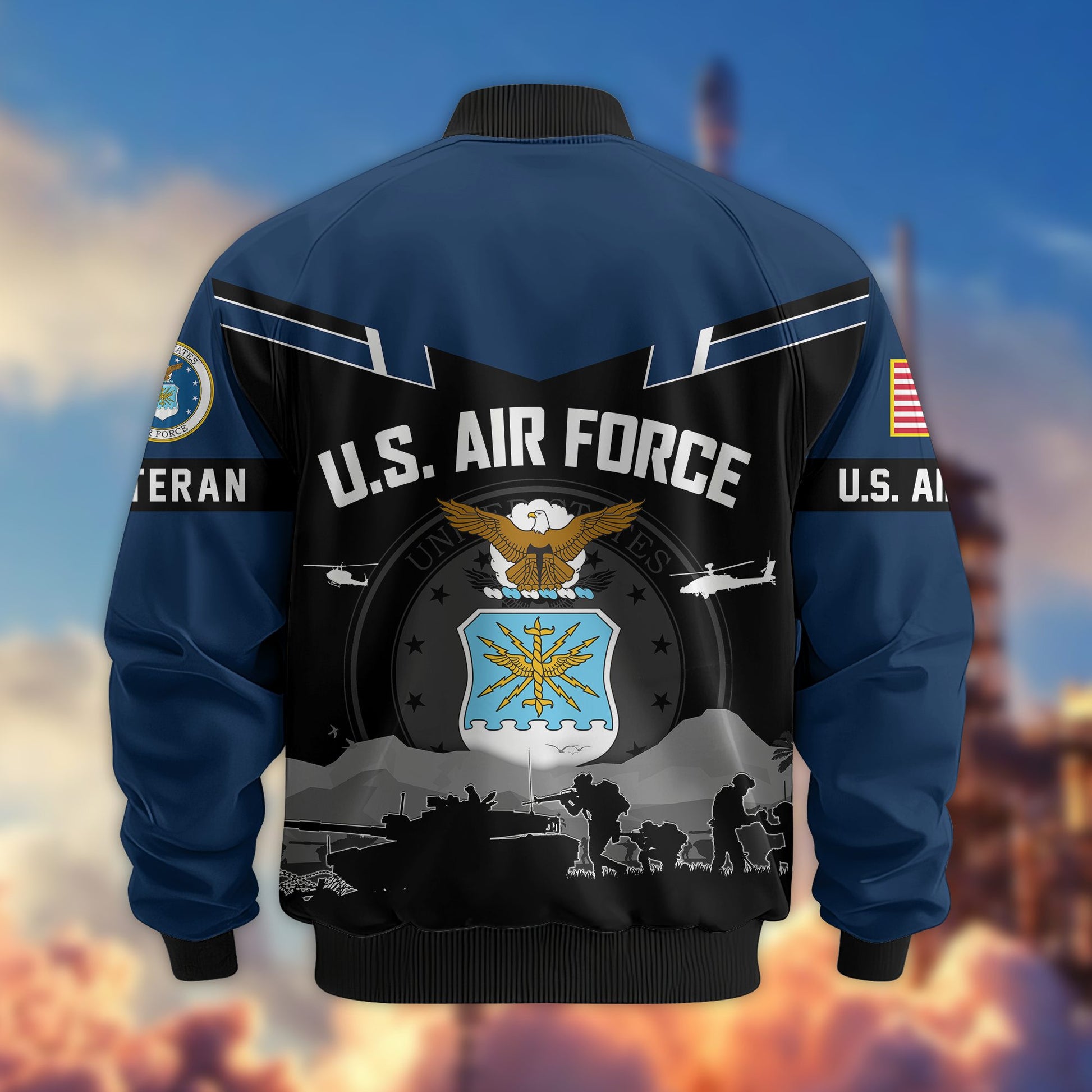Premium US Veterans Bomber Jacket BPHN260911, Gifts For US Veterans, Gifts On Father's Day, Veterans Day.