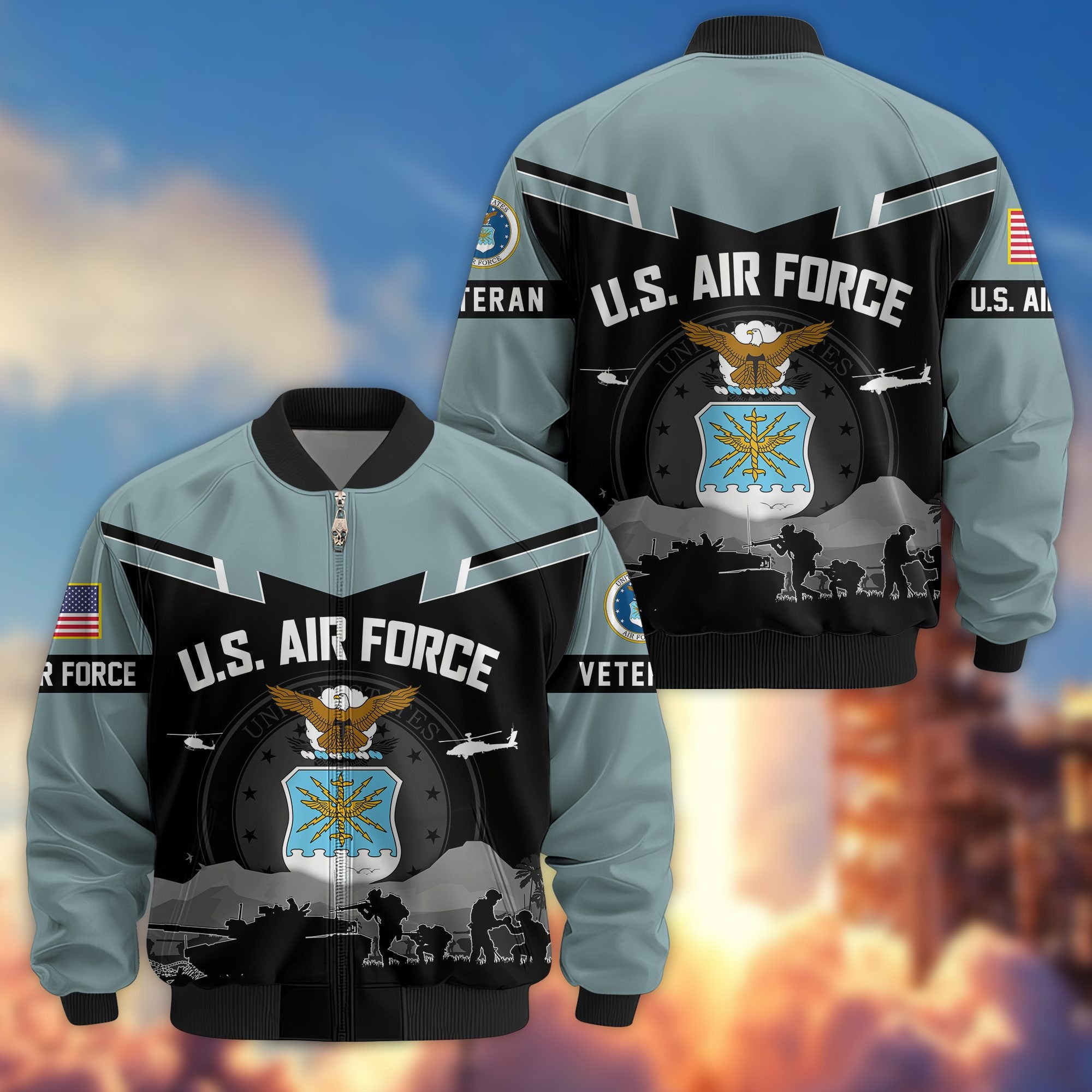 Premium US Veterans Bomber Jacket BPHN260911, Gifts For US Veterans, Gifts On Father's Day, Veterans Day.