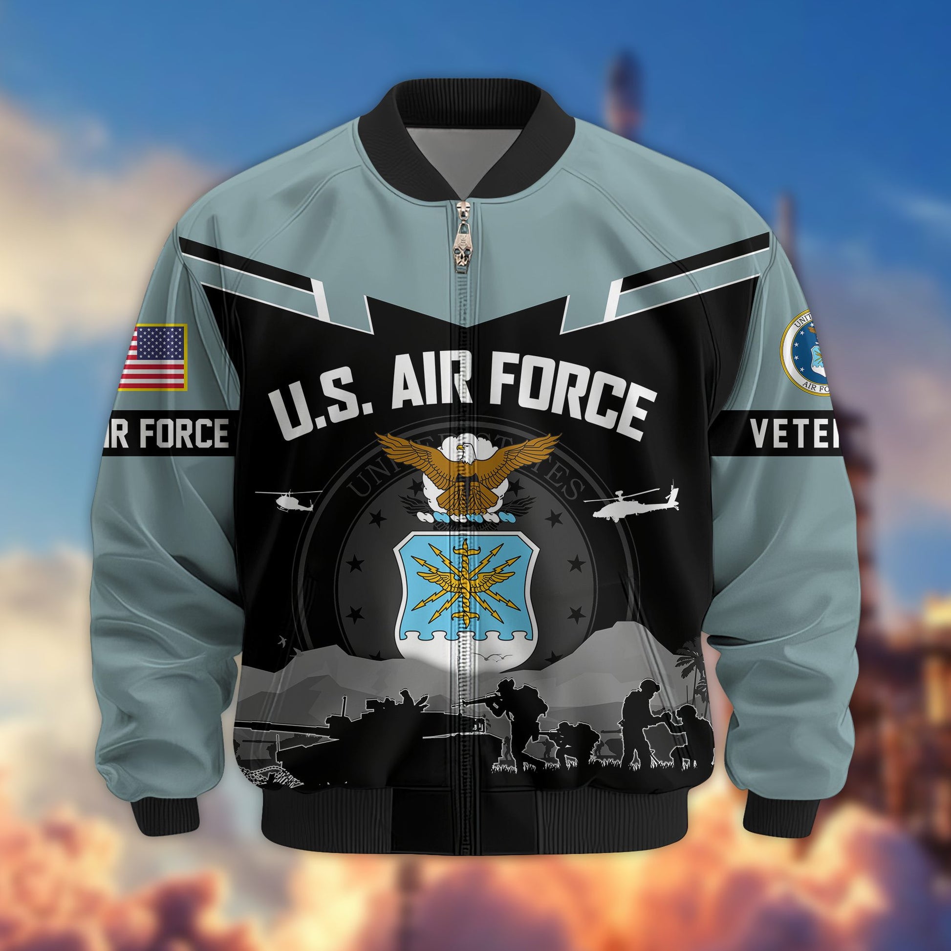 Premium US Veterans Bomber Jacket BPHN260911, Gifts For US Veterans, Gifts On Father's Day, Veterans Day.