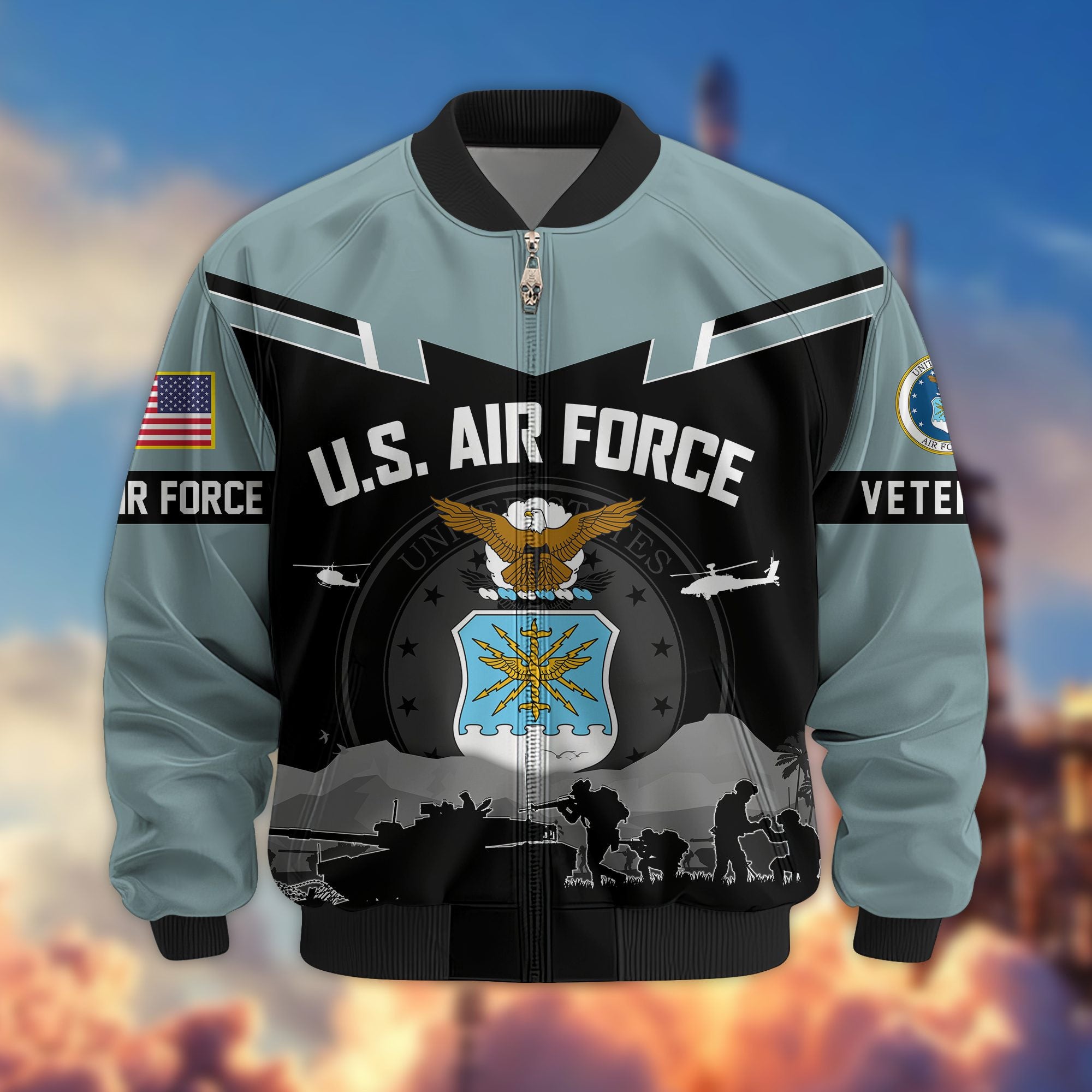 Premium US Veterans Bomber Jacket BPHN260911, Gifts For US Veterans, Gifts On Father's Day, Veterans Day.