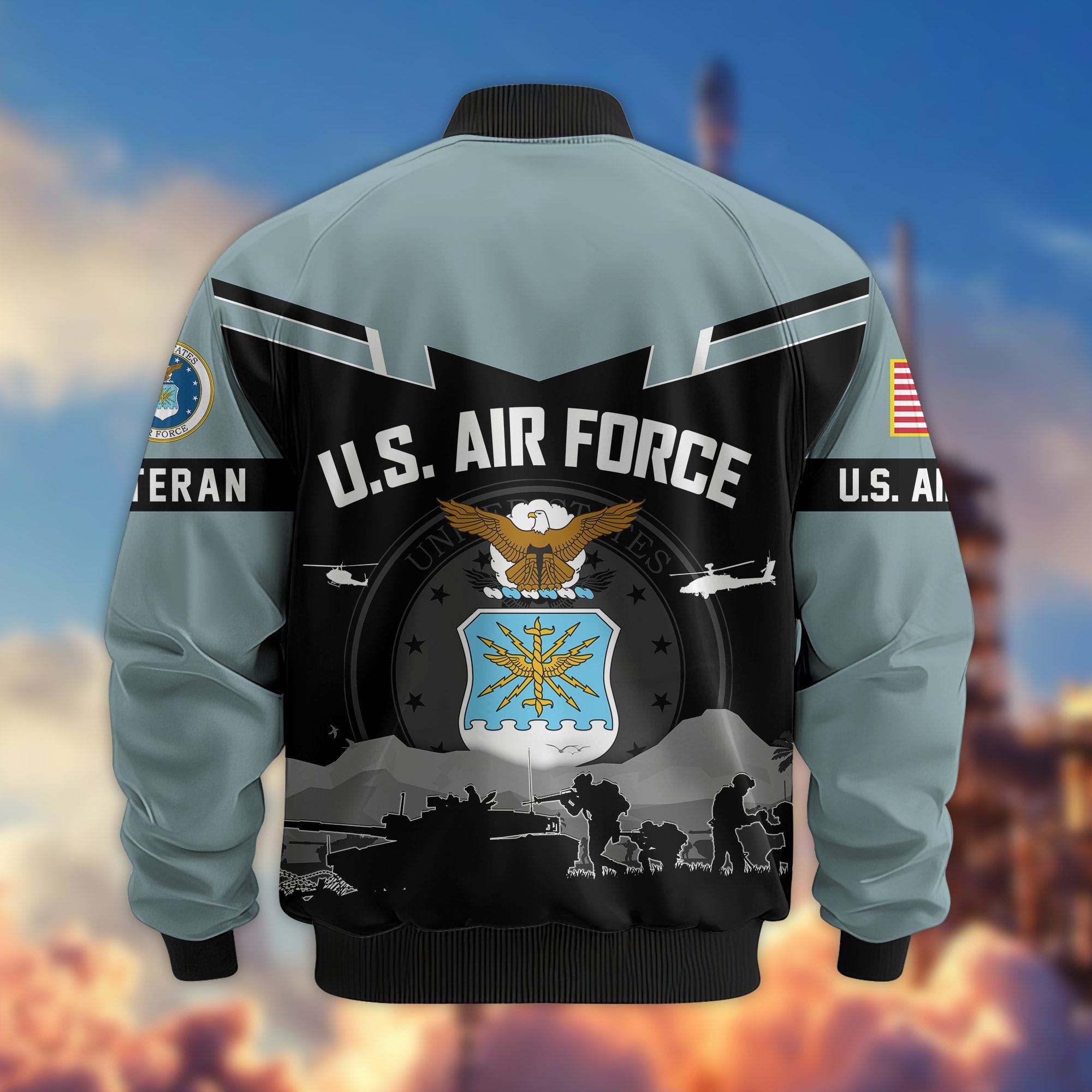 Premium US Veterans Bomber Jacket BPHN260911, Gifts For US Veterans, Gifts On Father's Day, Veterans Day.