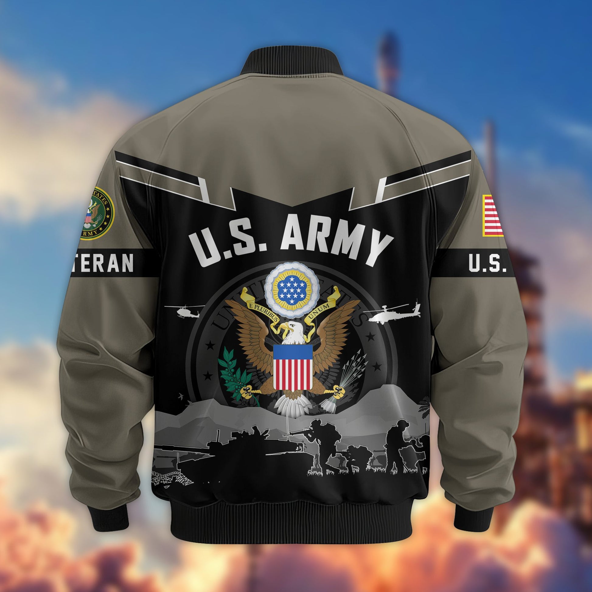Premium US Veterans Bomber Jacket BPHN260911, Gifts For US Veterans, Gifts On Father's Day, Veterans Day.