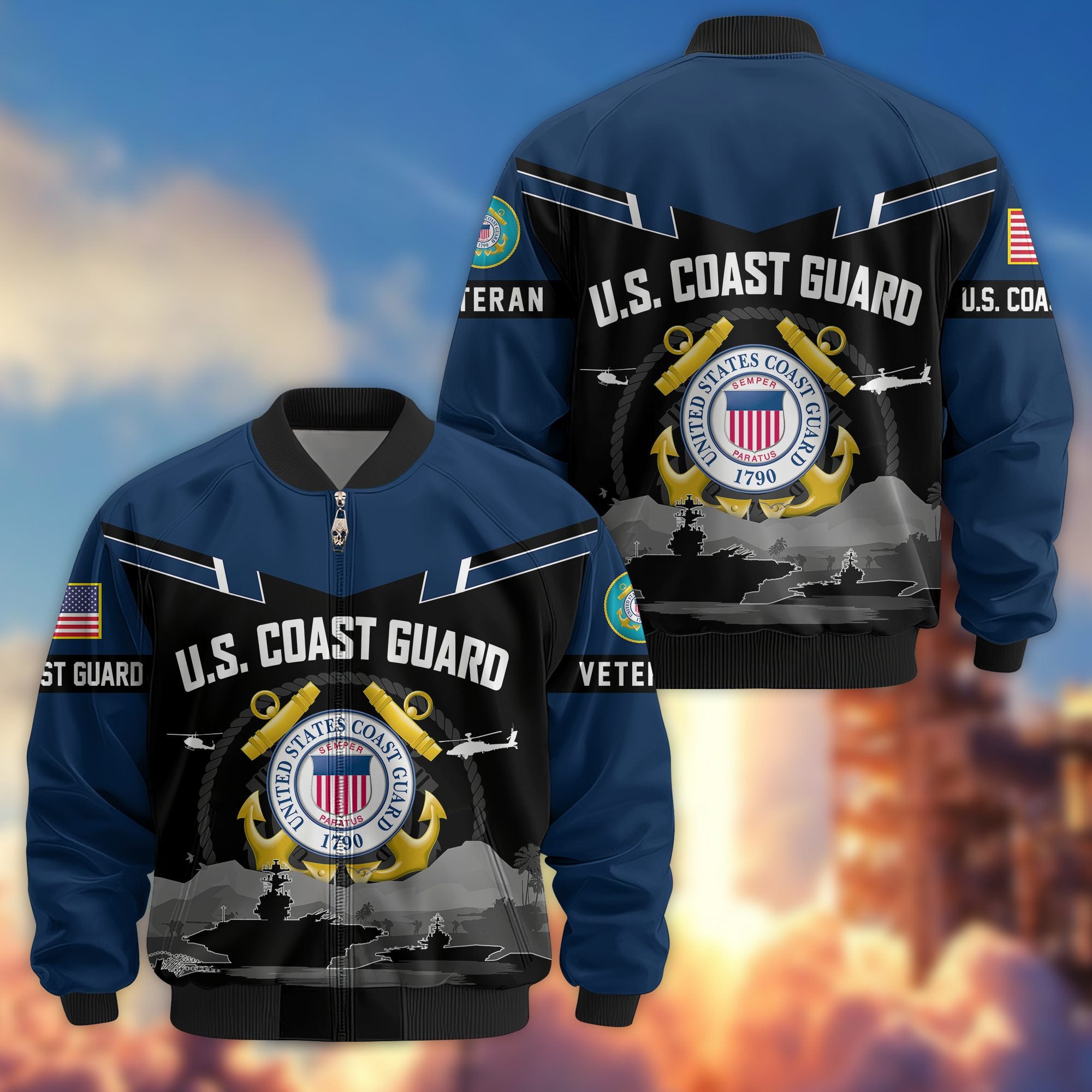 Premium US Veterans Bomber Jacket BPHN260911, Gifts For US Veterans, Gifts On Father's Day, Veterans Day.