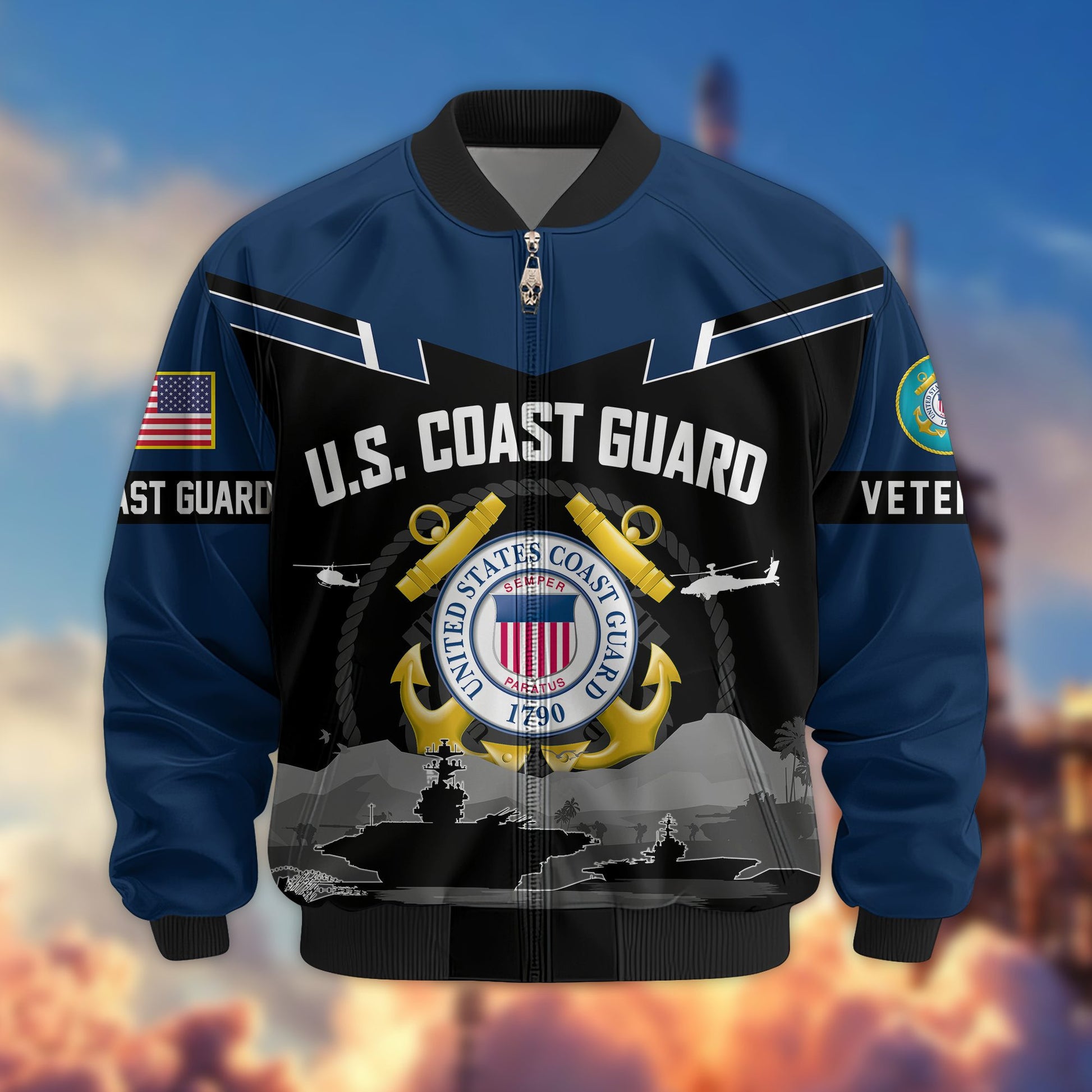 Premium US Veterans Bomber Jacket BPHN260911, Gifts For US Veterans, Gifts On Father's Day, Veterans Day.