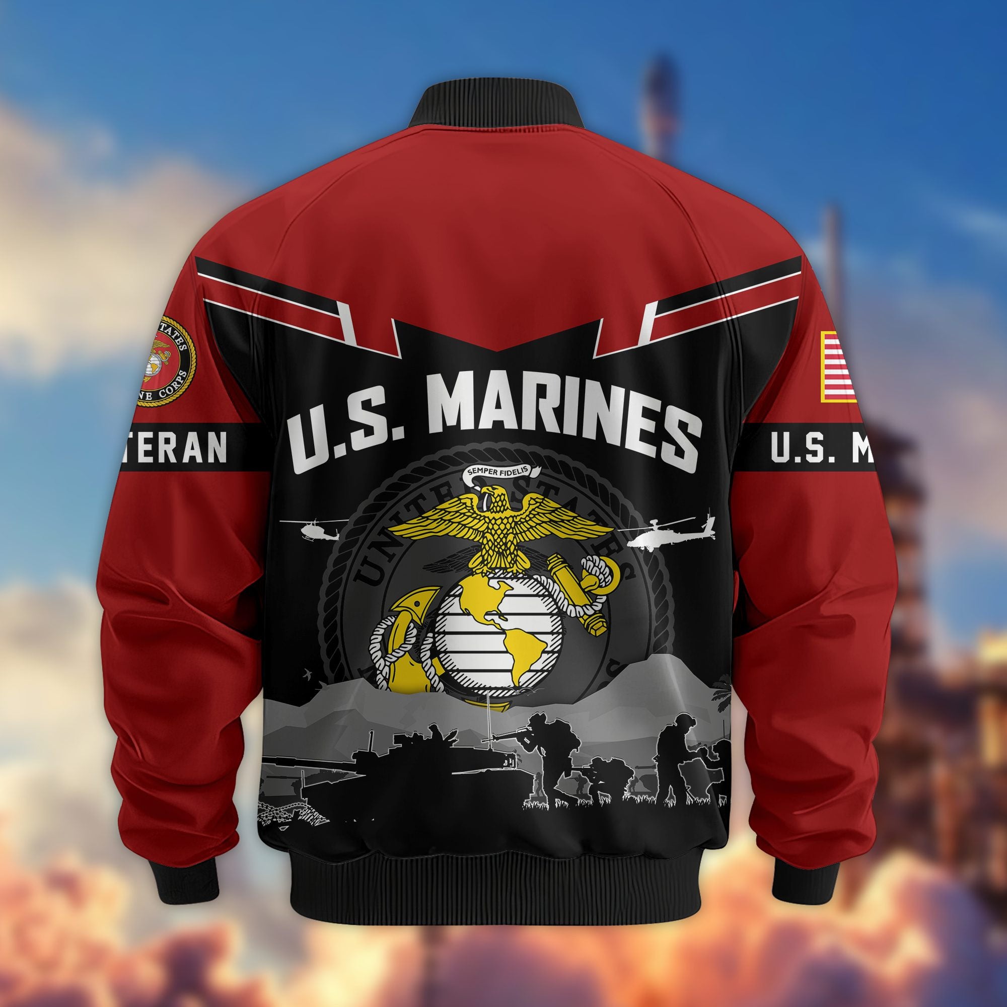 Premium US Veterans Bomber Jacket BPHN260911, Gifts For US Veterans, Gifts On Father's Day, Veterans Day.